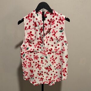 Ann Taylor Fruit Print Sleeveless Top LP